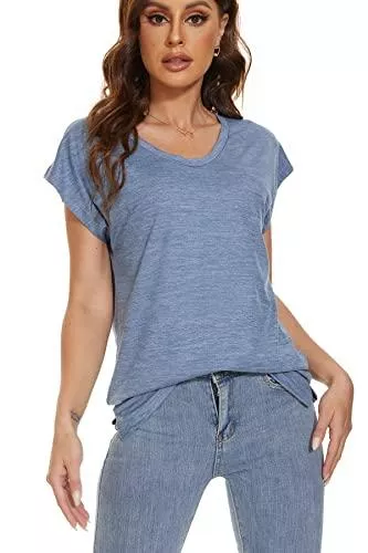 SMENG T-Shirts SMENG Damen Rundhals einfarbig Kurzarm/Langarm locker Basic Shirt S-XXL