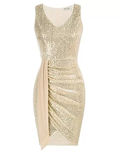 GRACE KARIN Cocktail GRACE KARIN Damen Midi Bodycon Perlen Retro Kleider Rockabilly Kleid CL788