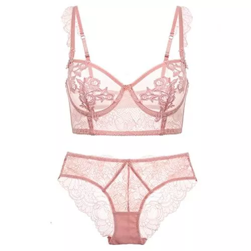 Cwang Unterwäsche & Dessous Cwang Damen Unterwäsche Set BH mit Bügel ohne Polster Unterhosen Spitze Slips Nachtwäsche Dessous Sets