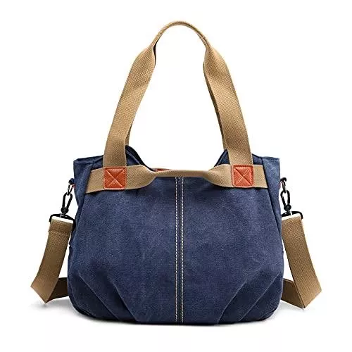 DIRRONA Taschen & Rucksäcke DIRRONA Casual Damen Segeltuch Umhängetasche Groß Kapazität Handtasche Reise Schultertasche Multifunktions Damentasche Damen Segeltuch Tasche Blau