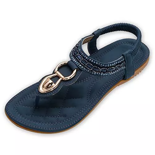 ZOEREA Sandalen & Slides ZOEREA Flache Sandalen Damen Sommer Bohemian Sandalette Stand Zehentrenner Beach Sandaletten Flip Flops Gr.36-44 EU