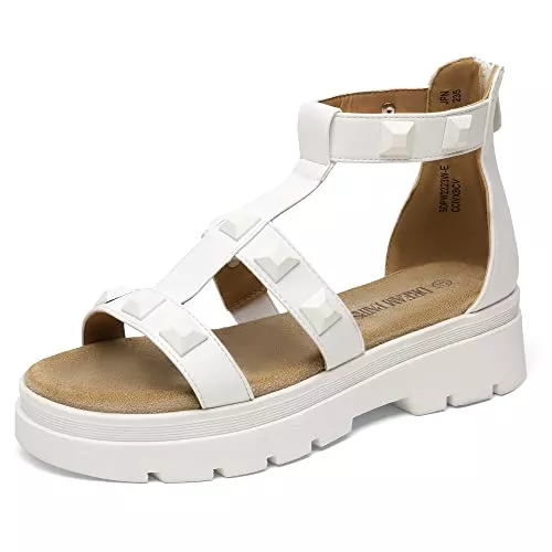 DREAM PAIRS Hausschuhe DREAM PAIRS Damen Flache Sandalen mit Nieten Römische Sandalen Sommer