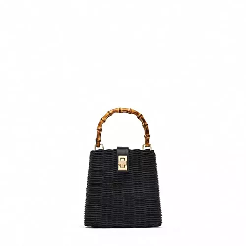 chengjiexu Taschen & Rucksäcke chengjiexu Strohtaschen Strandtasche Kleine Box Box Perlen Schwarz Und Weiß Strohtasche Handkurier Handgefertigte Damen Strandtasche