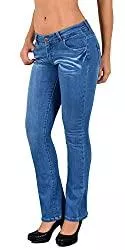ESRA Jeans ESRA Damen Jeans Bootcut Jeanshose Schlaghose Damen Hüftjeans Hüfthose bis Übergröße B200