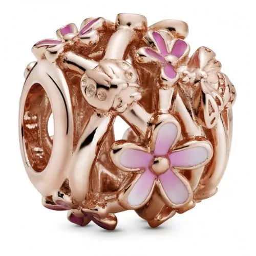 Pandora Schmuck Pandora Offen gearbeitetes rosafarbenes Gänseblümchen Charm