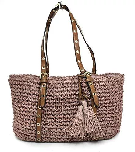 Encarni Zapatería Taschen & Rucksäcke Encarni Zapatería - Strohhalmtasche für Damen | Strandtasche mit Stil - Maße 36 x 23 x 8 cm - Rom