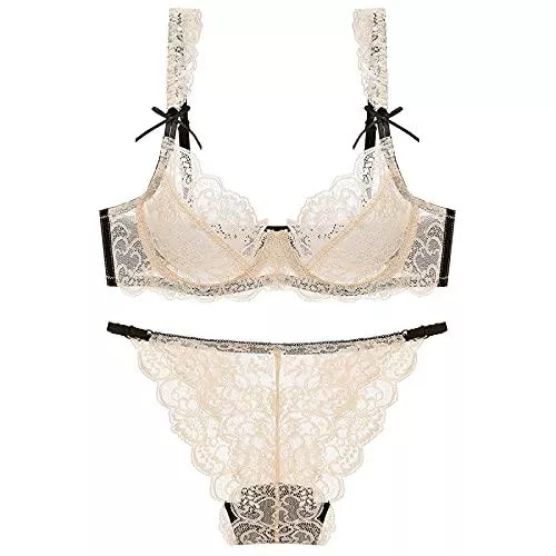 Cwang Unterwäsche & Dessous Cwang Damen BH Set, Push Up Dessous-Set Reizwäsche Abnehmbare Spitze BH,2 Stück
