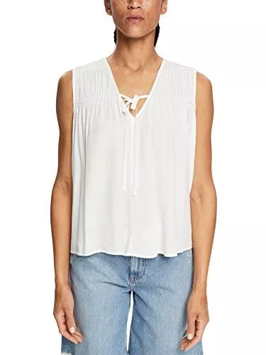 ESPRIT Ärmellose Blusen ESPRIT Collection Bluse mit Bindebändchen