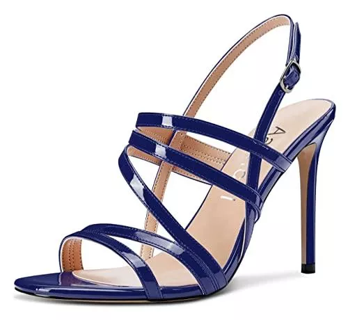 Aachcol High Heels Aachcol Damen Strapy Römersandalen Peep Open Zehenkappe Stiletto Hoher High Absatz Heel Slingback Knöchelriemen 10 CM