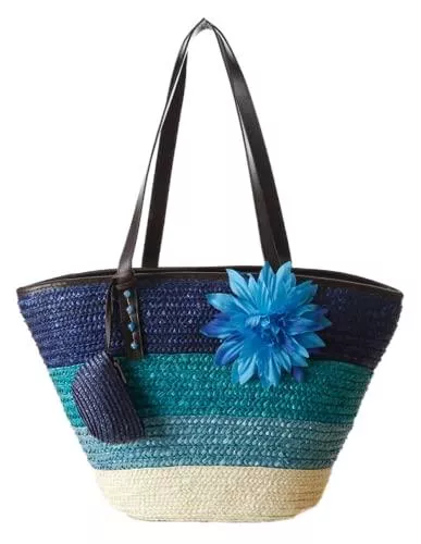 XTHY Taschen & Rucksäcke XTHY Vintage Stroh Handtasche,Frauen Handtasche Stroh Tasche Griff Tasche,für Sommer Strand Reisen Outdoor-Shopping,Strandtasche FüR Mutter Und Tochter