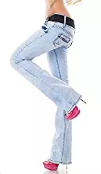 Label by Trendstylez Jeans Trendstylez Damen Bootcut Hüft Stretch Jeans Hose hellblau W340