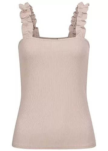 Styleboom Fashion Tops Styleboom Fashion Damen Top mit Rüschen an den Trägern schwarz