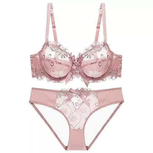 Cwang Unterwäsche & Dessous Cwang Damen BH Set Spitze Triangel BH Unterwäsche Bralette Panty Gepolstert BH Nicht Abnehmbarer Bra Slip Dessous Set mit Hakenverschluss