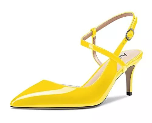 Aachcol High Heels Aachcol Damen Slingback Pumps Knöchelriemen Schuhe Stiletto Mittlerem Absatz Heel Geschlossene Spitze Zehenkappe Schuhe 6.5 cm