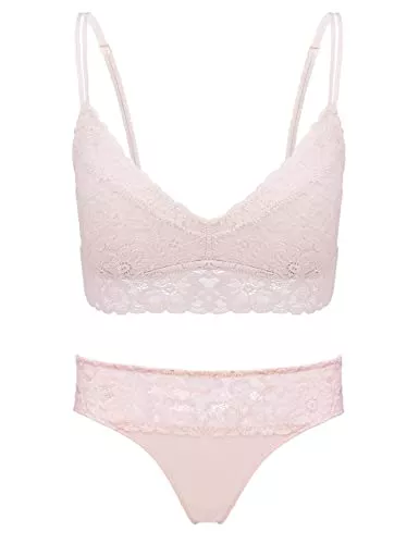 Orbescl Unterwäsche & Dessous Orbescl Damen Bequeme BH und Höschen Set Dessous Sets für Frauen Knopfloser Unterwäsche Ohne Bügel BHS 2 teilige Drahtloser BH Push up Atmungsaktiver Slips und Büstenhalter Elastizität