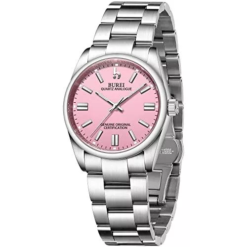 BUREI Uhren BUREI Damenuhr Klassisch Elegant Uhr Damen Analog Quartz Armbanduhr mit Edelstahlarmband Armbanduhr Damen Silber Klein