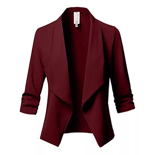 Funyplus Blazer Damen Anzug Jacken &amp; Blazer,Pure Color Solide Frontoffene Strickjacke Langarm Freizeitjacke Mantel,S-XXXXXL