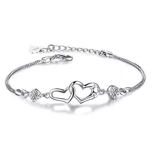 Fu You Schmuck Fu You Damen Armband 925 Sterling Silber Armbänder mit Herz verstellbare Armkette Armband Für Damen
