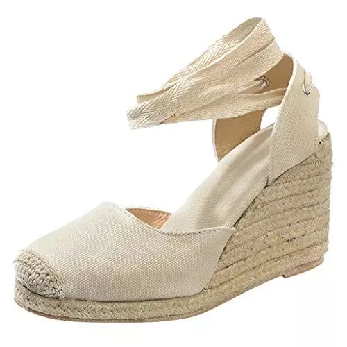 DAIFINEY Sandalen & Slides Damen Sandalen Römersandale Keilsandalen Plateausandalen Espadrilles Closed Toe Wedge Sommer Sandals Freizeitschuhe