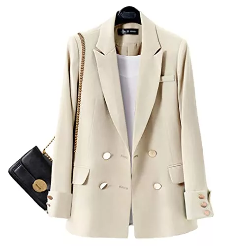 PYTRXGBO Blazer Zweireihiger Damen-Blazer im koreanischen Stil, elegant