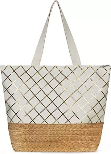 normani Taschen & Rucksäcke normani Große Schultertasche - Strandtasche - Shopper mit Reißverschluss und Innentasche - XL Damen Tasche 20 Liter