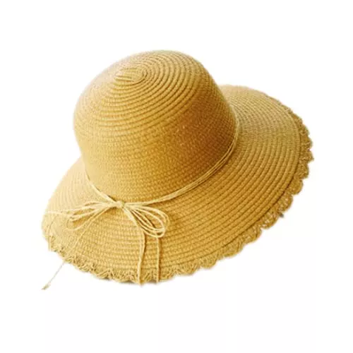 XGOPTS Hüte & Mützen Sonnenhut Stylisch Sommerhut mit Schleife Strohhut Damen Mädchen Strandmütze Elegant Damenhut Faltbar Atmungsaktiv Freizeithut Breite Krempe Strandhut Sonnenschutz Retro Urlaub Strand