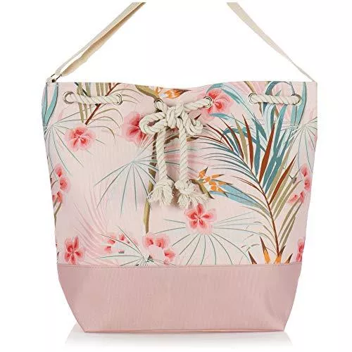 com-fou Taschen & Rucksäcke com-four® Große Strandtasche - Moderne Pooltasche für Strandutensilien - Damen-Shopper zum Einkaufen - Umhängetasche für Strand, Pool, Urlaub (pink - floral)