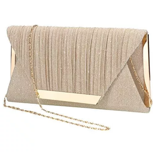 LIGUL Taschen & Rucksäcke LIGUL Abend Taschen Damen,Gold Donna Clutch,Borsa Donna Elegante,Silber Abend Tasche für Frauen Shining Abend Handtasche für Damen Donna (Champagne)