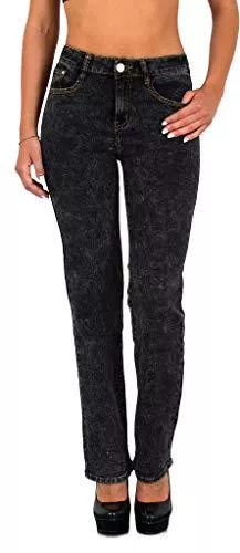 ESRA Jeans ESRA Damen Jeans Jeanshose Damen Straight High Waist Hose Hochbund bis Übergröße G200