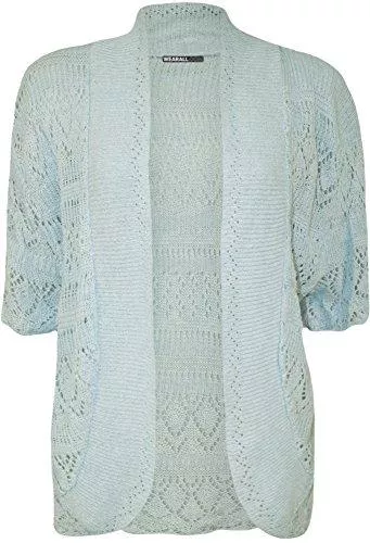 WearAll Strickjacken WearAll - Übergröße Damen Häkeln Gestrickt Kurzarm Bolero Strickjacke Top - 2 Farben - Größen 48-54