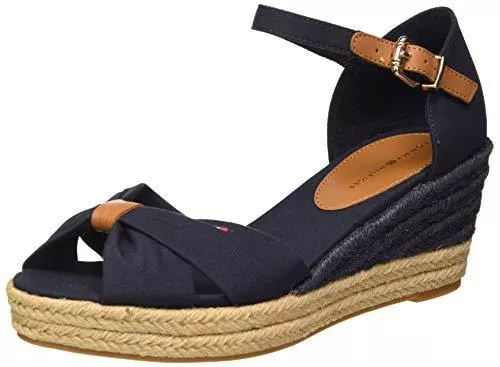 Tommy Hilfiger Sandalen & Slides Tommy Hilfiger Damen Basic Opened Toe Mid Wedge Peeptoe Sandalen