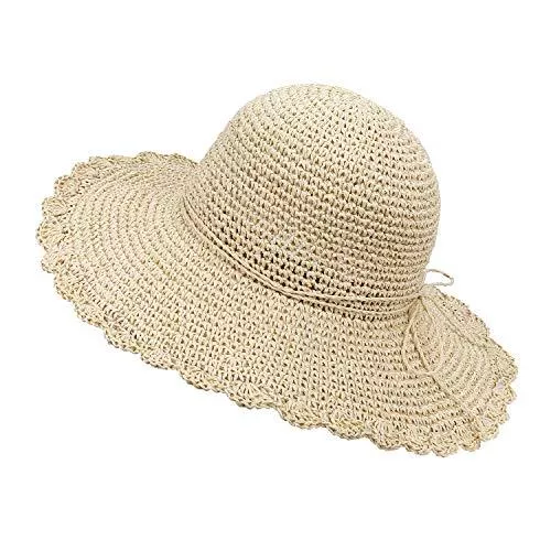 MaoXinTek Hüte & Mützen Frauen Strohhut Stroh Faltbar Bohemia Wide Rand Sonnenhut UV Schutz Floppy Raffia Sonnenhüte Hut für Tourismus Reise Urlaub Wandern Camping