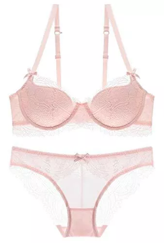 SHEKINI Unterwäsche & Dessous SHEKINI Damen Unterwäsche Set BH Und Slip Spitze Bügel BH Set Ungefüttert Dünn Lingerie Unterwäsche mit Hakenverschluss