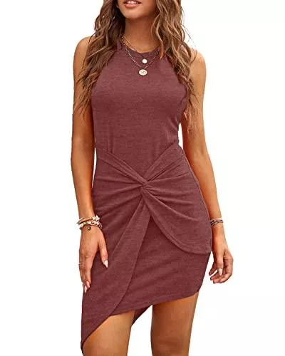 JayscreateEU Freizeit JayscreateEU Damen Kleid Sommer Elegantes Kleid Festlich Knielanges Kleid Party Ärmelloses Kleid Business Freizeitkleid Bleistiftkleid Bodycon Kleid Rundhals Kurzer Kleid