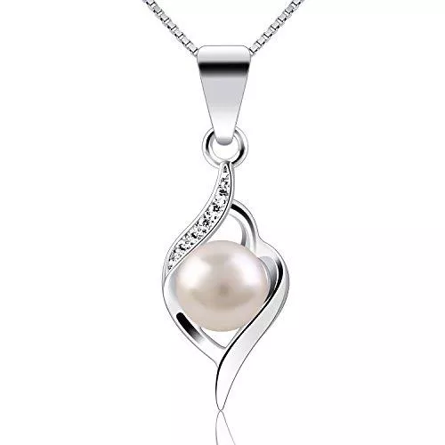 B.Catcher Schmuck B.Catcher Perle Kette Damen Halskette Anhänger 925er Silber Süßwasserperlen Zuchtperle Schmuck 45CM Kettenlänge