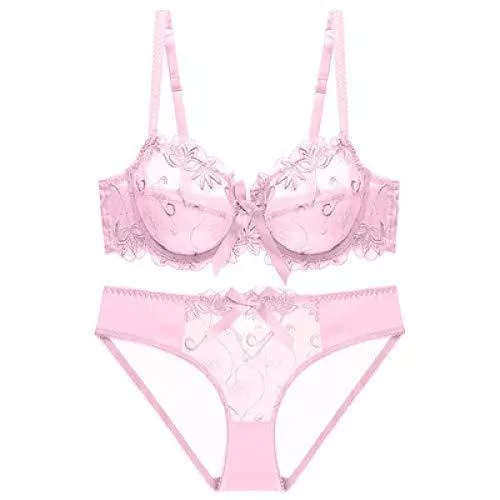 Cwang Unterwäsche & Dessous Cwang Damen BH Set Spitze Triangel BH Unterwäsche Bralette Panty Gepolstert BH Nicht Abnehmbarer Bra Slip Dessous Set mit Hakenverschluss