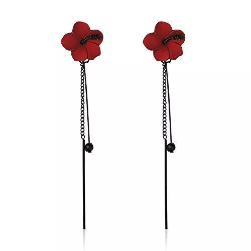 KRUCKEL Schmuck KRUCKEL Rote Gänseblümchen-Blumen-Ohrstecker Ohrhänger Schmuck | Rote Gänseblümchen-Blumen-Tropfen-Ohrring-Ohrring-Geschenke für Frauen und Mädchen – 7079092