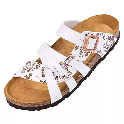 Palado Sandalen & Slides Palado® Damen Sandalen Kreta | Made in EU | Hausschuhe in vielen Farben | Pantoletten mit Natur Kork-Fussbett und angenehm weichem Fußbett | Sohle aus feinem Velourleder