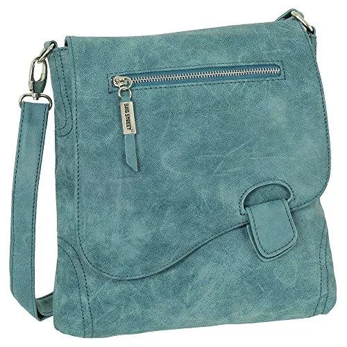 Ledershop24 Taschen & Rucksäcke Ledershop24 Geschenkset - Handtasche Schultertasche Umhängetasche Wildleder-Imitat Used Look mit Riegelverschluss Farbe blau