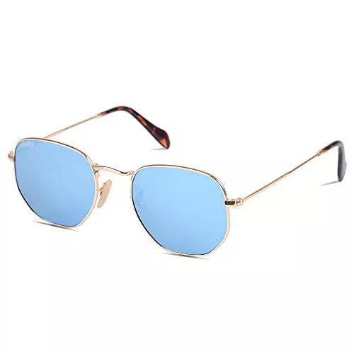 DIKLEY Sonnenbrillen & Zubehör DIKLEY Vintage Rund/Square/Pilot Retro Sonnenbrille Damen Herren Mirrored Lenses Sunglasses Metall Rahmen Verspiegelte Glass Linsen Unisex Brille mit UV400 Schutz