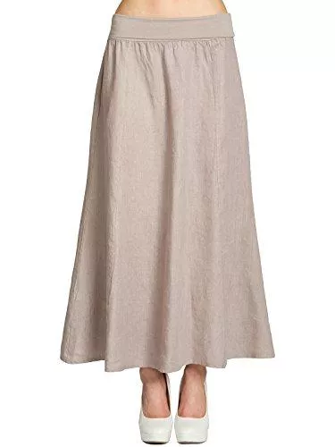 Caspar Röcke Caspar RO019 Damen Langer Maxi Sommer Leinenrock