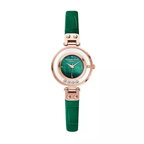 VICTORIA HYDE Uhren VICTORIA HYDE Damen Uhren Kleines Grünes Zifferblatt Analog Quarz Armbanduhr mit Edelstahlarmband Lederarmband