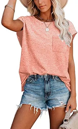 GOLDPKF T-Shirts GOLDPKF Tshirt Damen Einfache Mode Damen einfarbig Kurze Ärmel