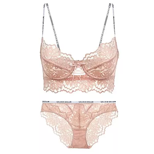 Cwang Unterwäsche & Dessous Cwang Damen Unterwäsche Set BH mit Bügel ohne Polster Unterhosen Spitze Slips Nachtwäsche Dessous Sets