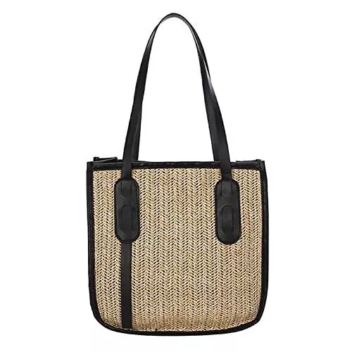 YFZCLYZAXET Taschen & Rucksäcke YFZCLYZAXET Strohtaschen Strandtasche Damen Handtasche Trendy Fashion Strohtasche Umhängetasche Messenger Bucket Bag