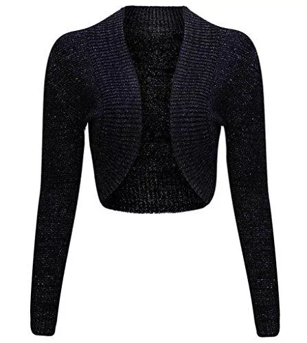 FAIRY TRENDZ Strickjacken FAIRY TRENDZ Damen Cropped Lurex Bolero Langarm Shrug Damen Party Wear Knitted Übergröße Abend Hochzeit Top