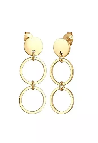 Elli Schmuck Elli Ohrringe Damen Ohrhänger Ring Kreis Geo in 925 Sterling Silber