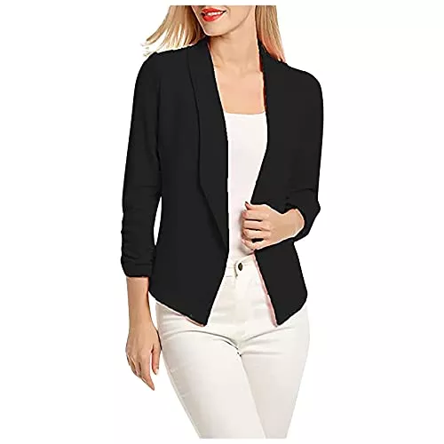 LOOKAa Blazer LOOKAa Blazer Damen Blazer Damen eleganter blazer damen sportlich Herbst und Winter Mode Damenmode kleiner Anzug einfarbig Revers langärmeliger schlanker Blazer