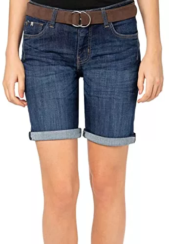 Sublevel Shorts Sublevel Damen Jeans Bermuda-Shorts mit Veloursleder Gürtel