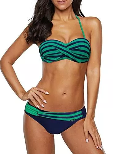 Dokotoo Bademode Dokotoo Bandeau Bikini Damen Push Up Zweiteilige Badeanzug Bademode Bikini Set S-2XL